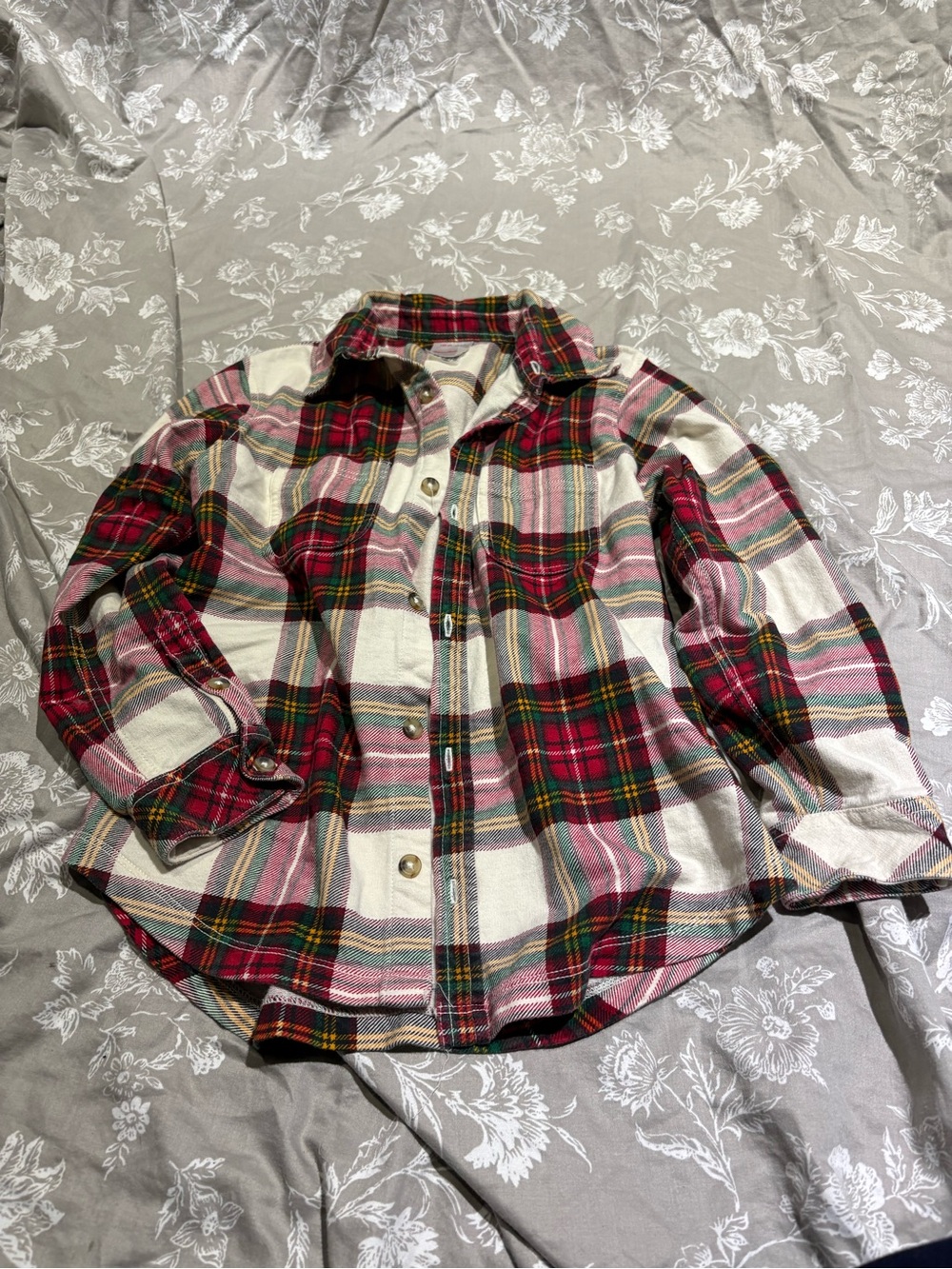 Hanna Andersson red plaid button up knit tee shirt 6/7 120